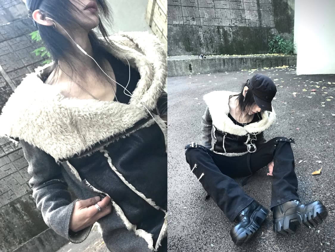 leather fur 2way jacket 상품이미지1