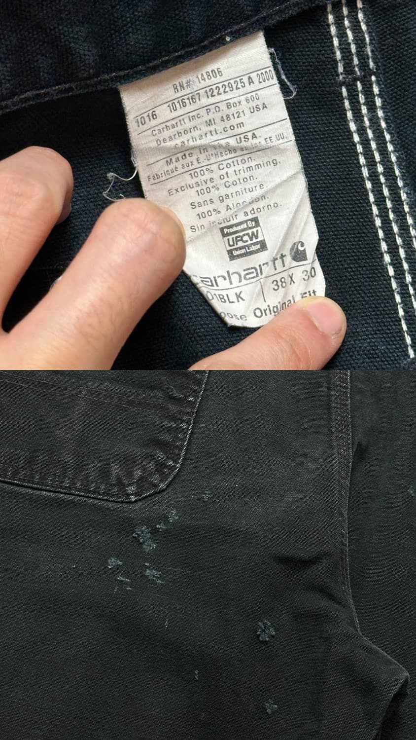 OG USA Made 칼하트 B01 더블니 블랙 칼하트 썩블니 카펜터 상품이미지9