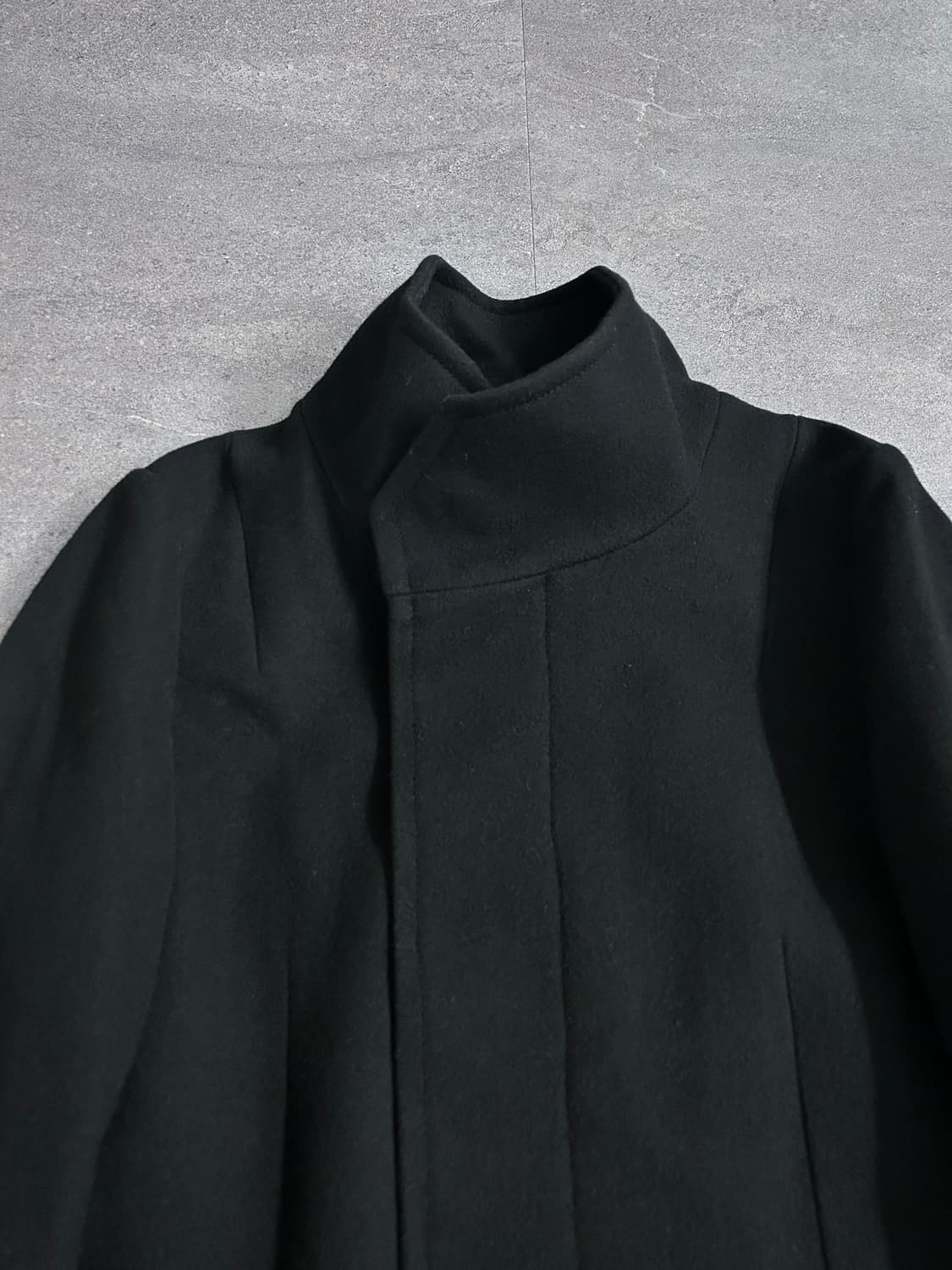 지오 송지오 하이넥 레더 슬리브 울 코트 상품이미지3