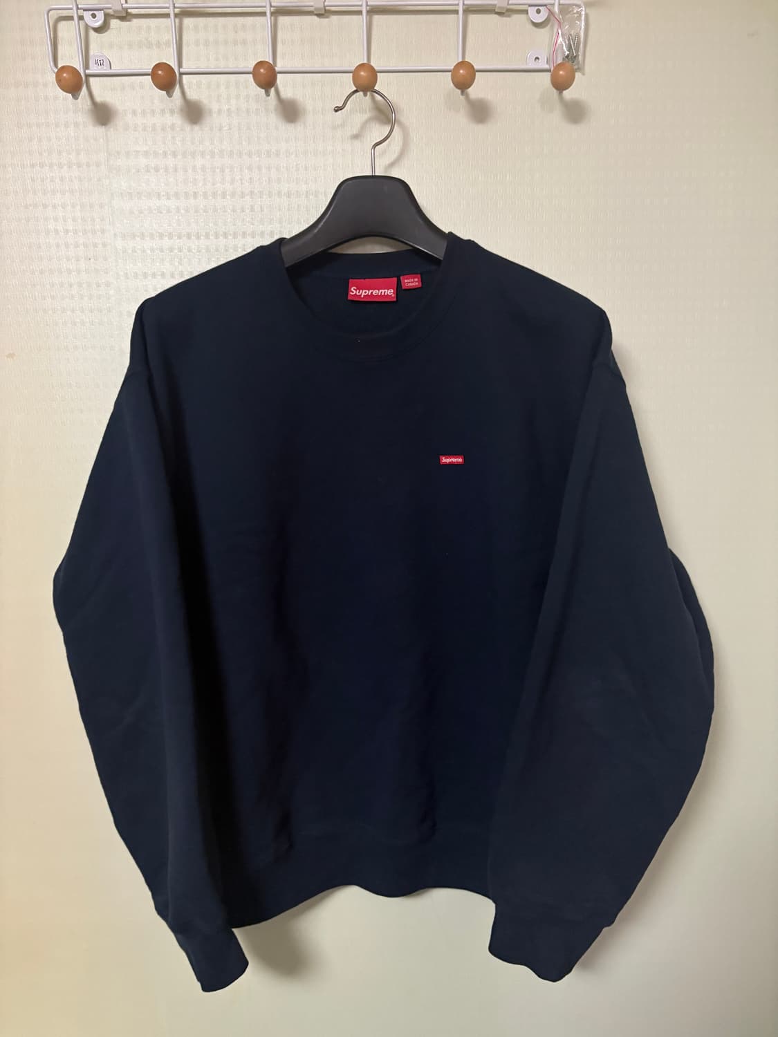 (L)슈프림 스몰 박스 크루넥 네이비 상품이미지1