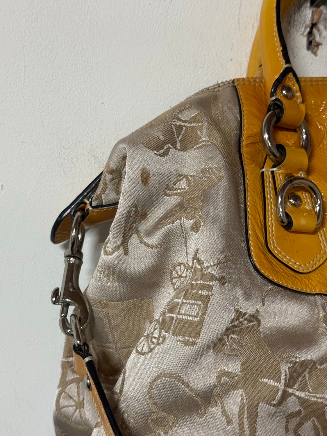 💛코치 y2k 옐로 마차 자카드 투웨이 숄더백 상품이미지8