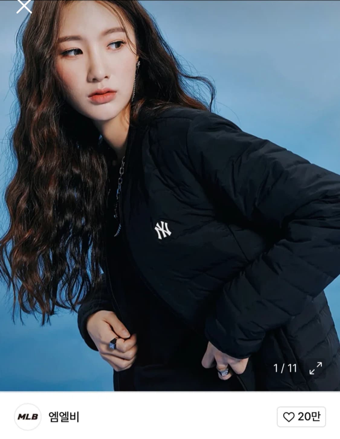 MLB 엠엘비 베이직 베이스볼 구스 경량 숏패딩 NY 블랙 상품이미지1