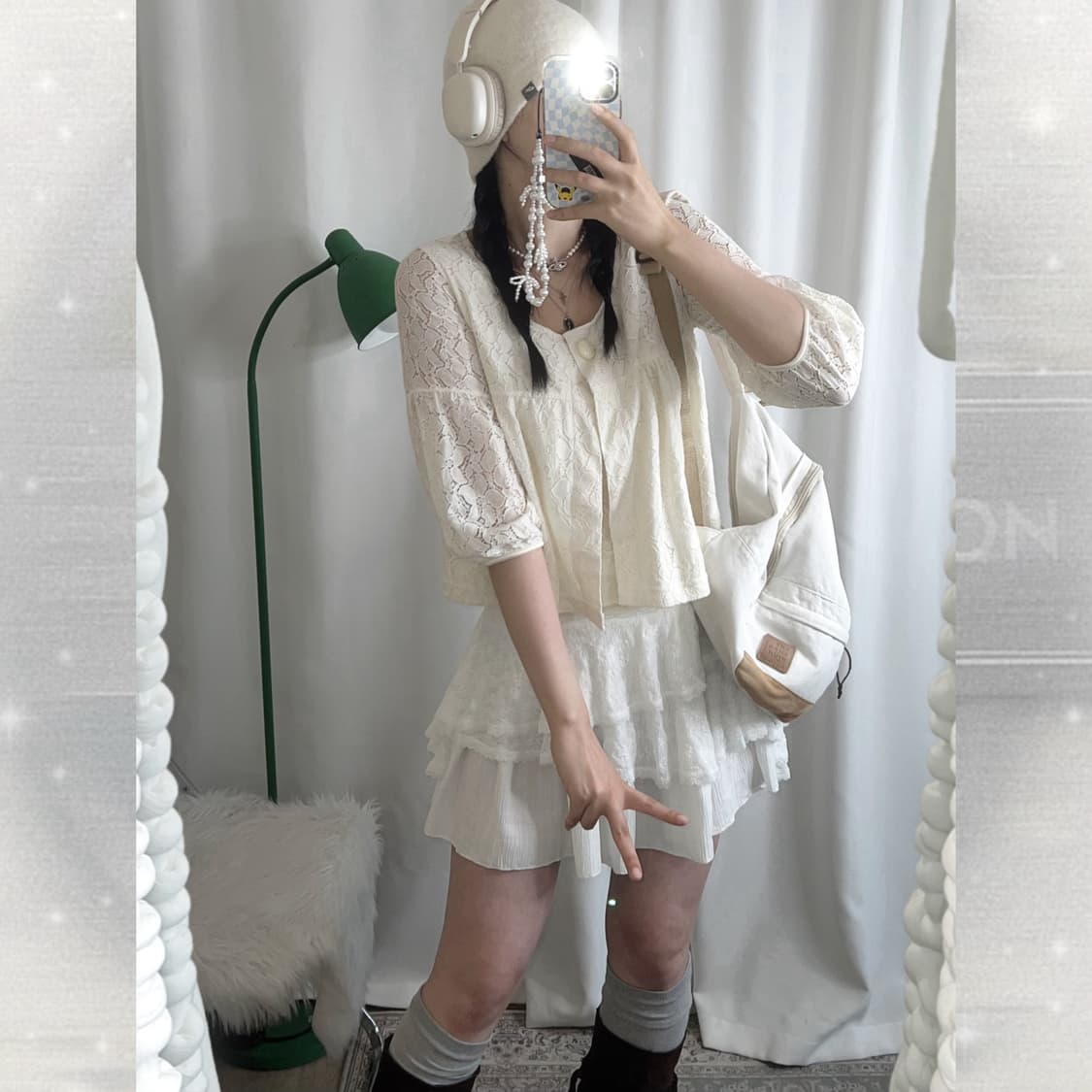 아이보리 레이스 원버튼 자켓 상품이미지4