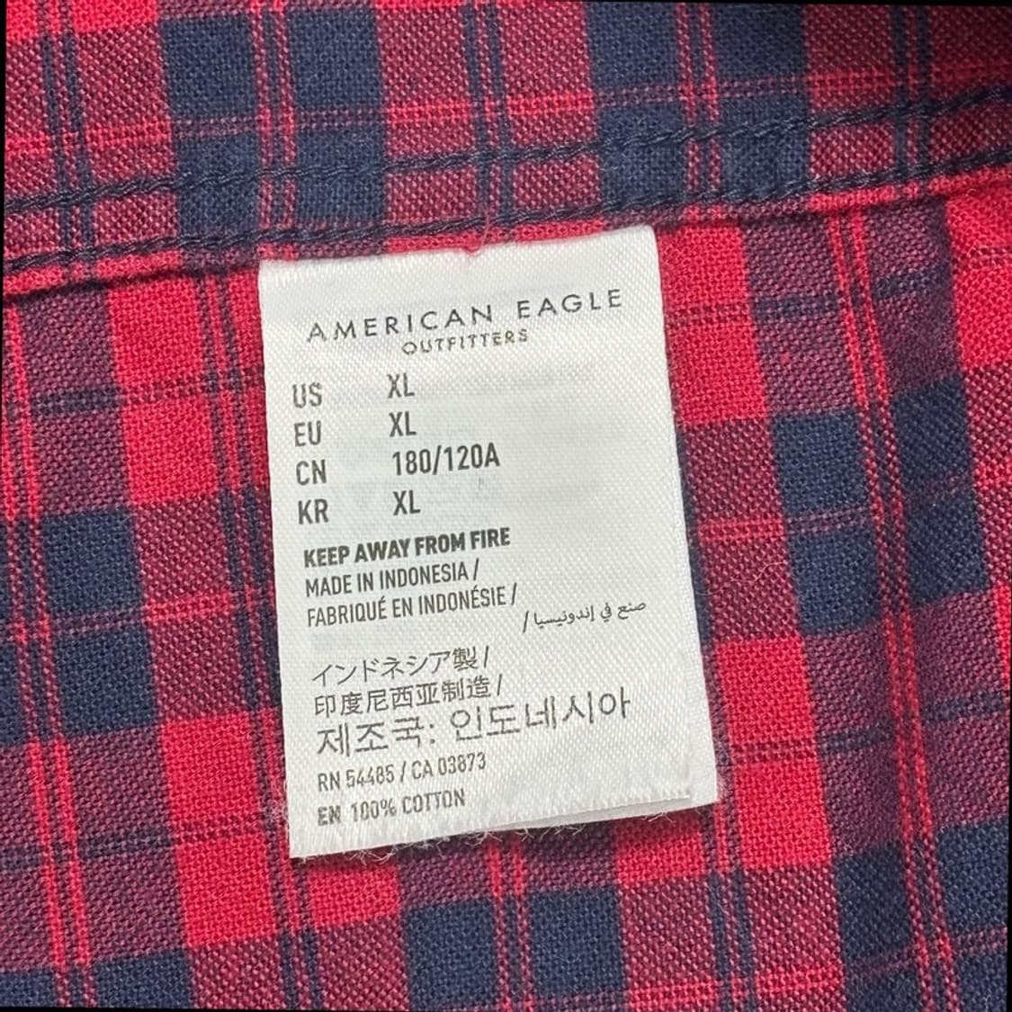 AMERICAN EAGLE 체크 셔츠 레드 XL 상품이미지6
