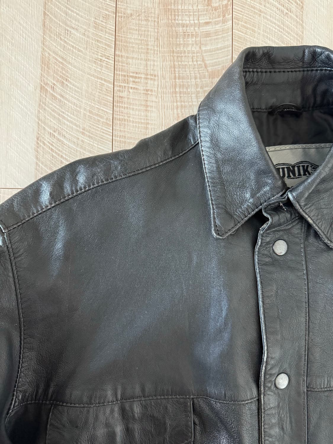 [XL] 빈티지 블루 플레임 자수 가죽 셔츠 자켓 상품이미지6