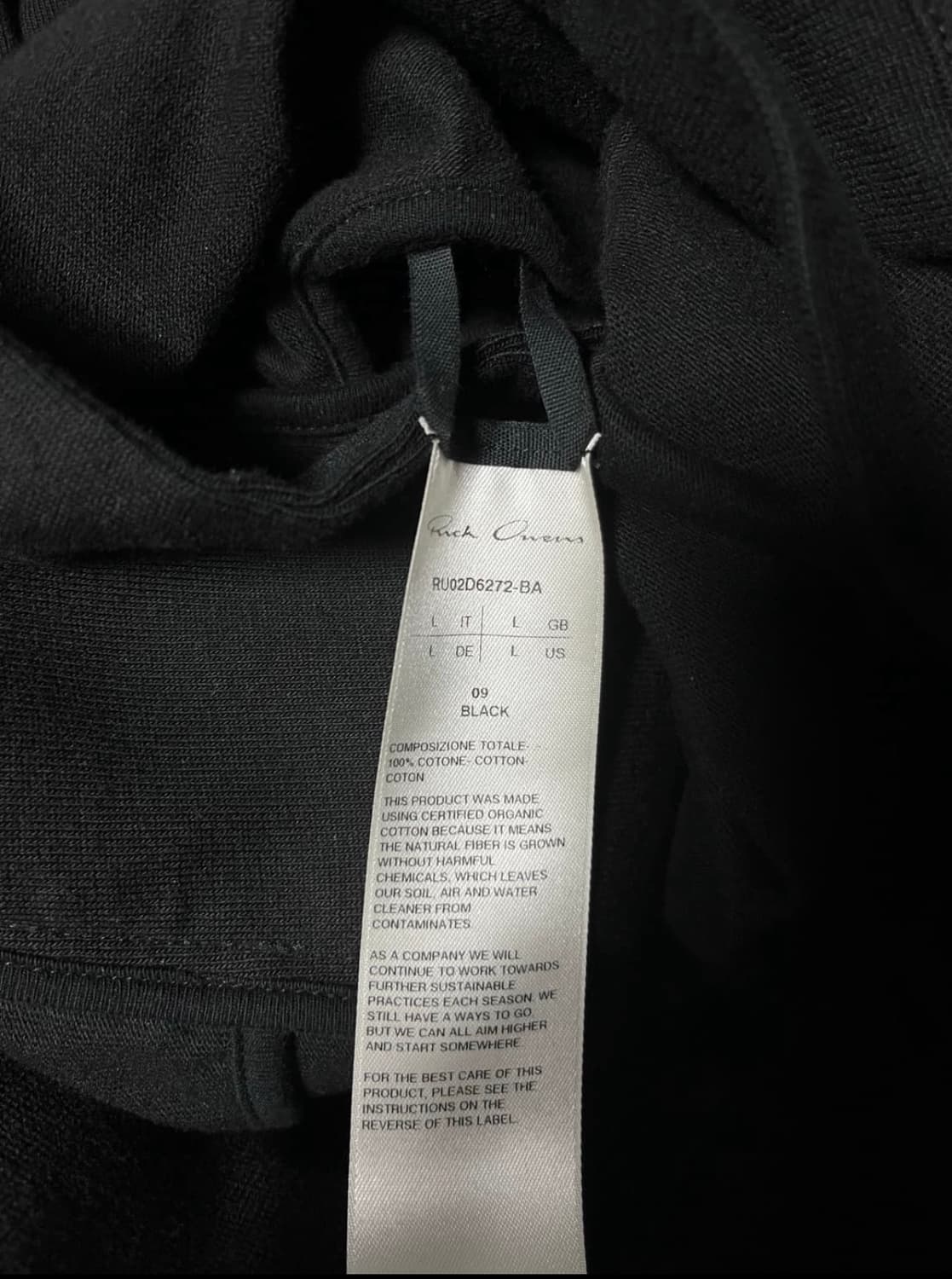 릭오웬스 바우하우스 사선 집업 L 상품이미지3