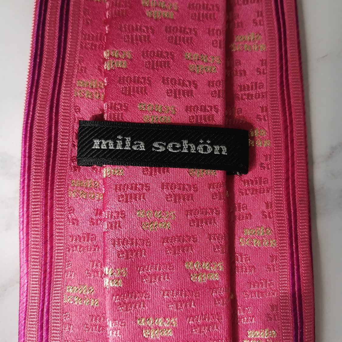 밀라숀 진핑크 로고 자수 패턴 넥타이 9cm S~A+등급 E886 상품이미지7