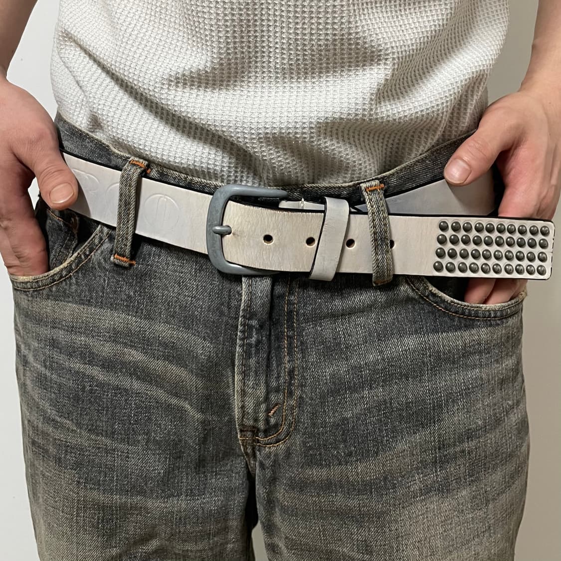 BUCKAROO WHITE STUDDED BELT 상품이미지1