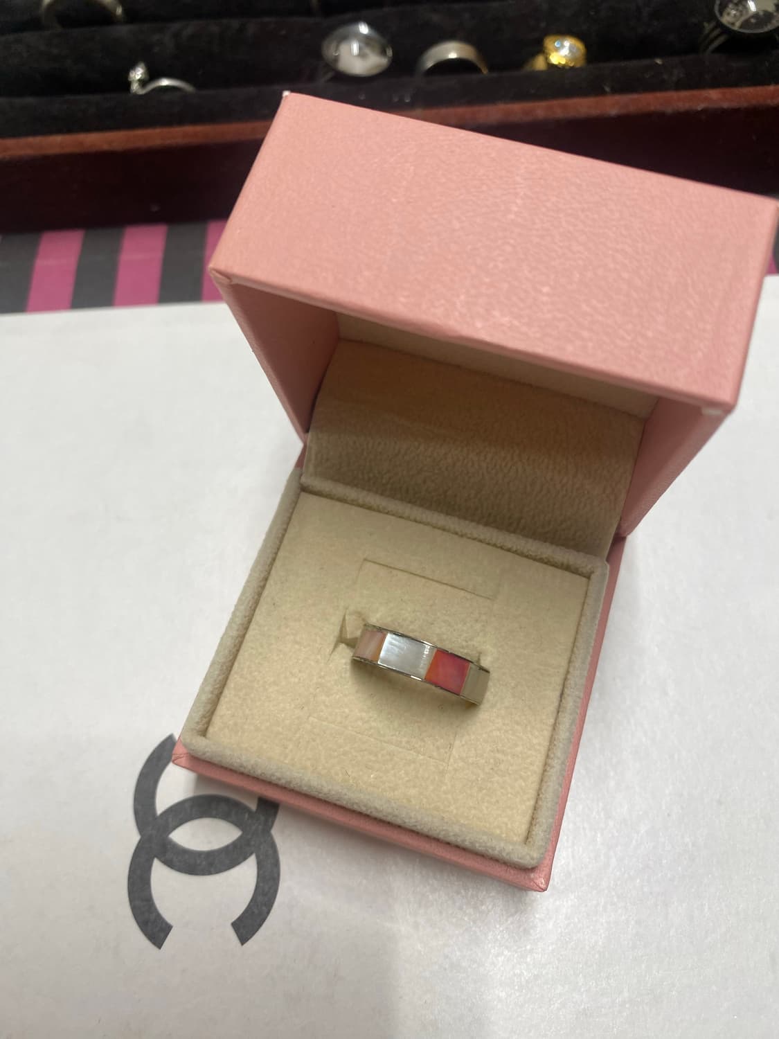 자개빛 핑크 인레이 반지 상품이미지2