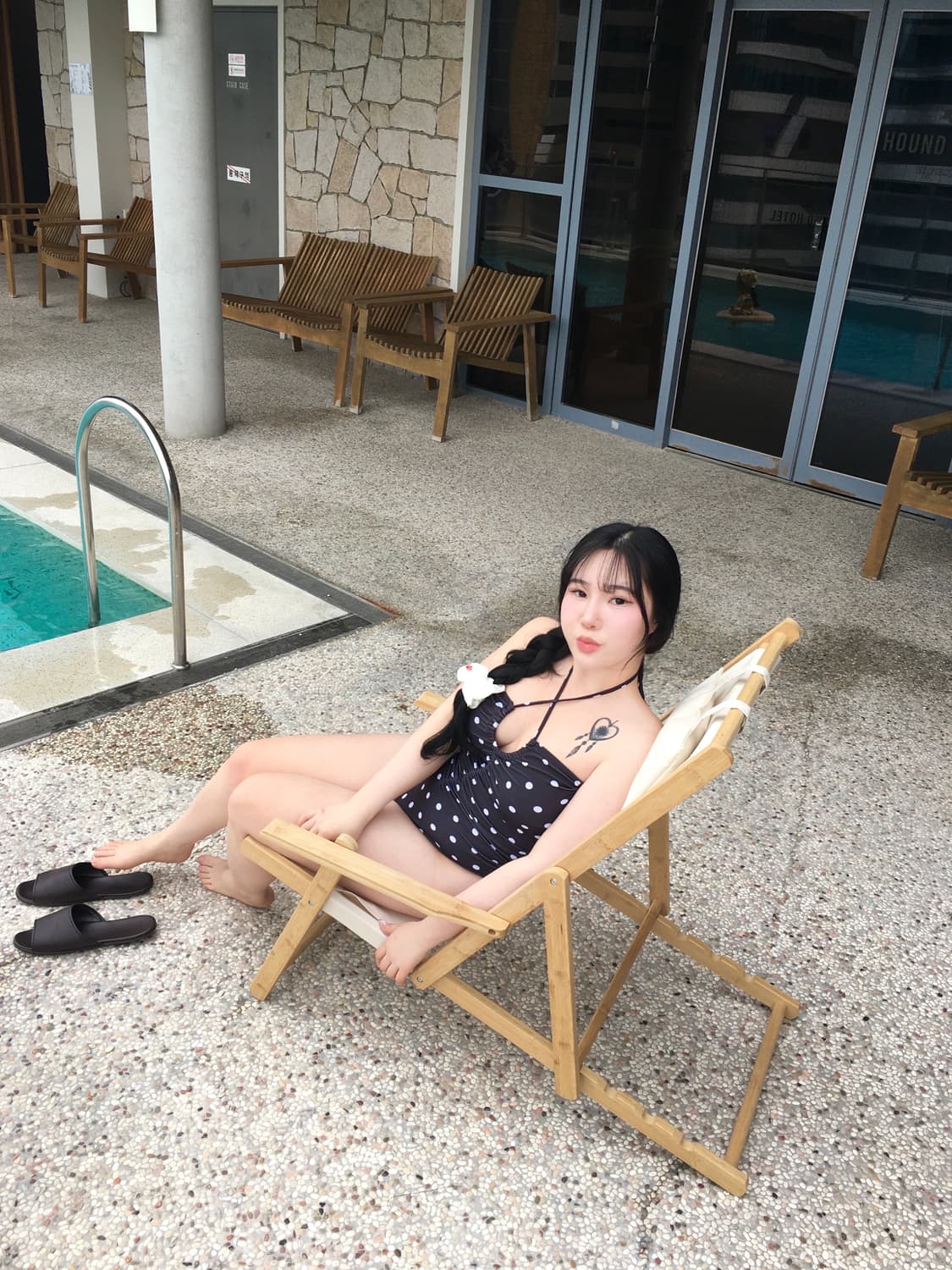 블랙 도트 셔링 모노키니 상품이미지1