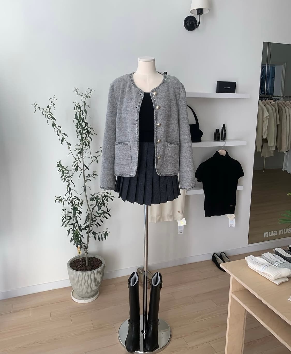 (최종가격/새상품) 누아누아 마가렛 트위드 가디건 그레이 상품이미지2