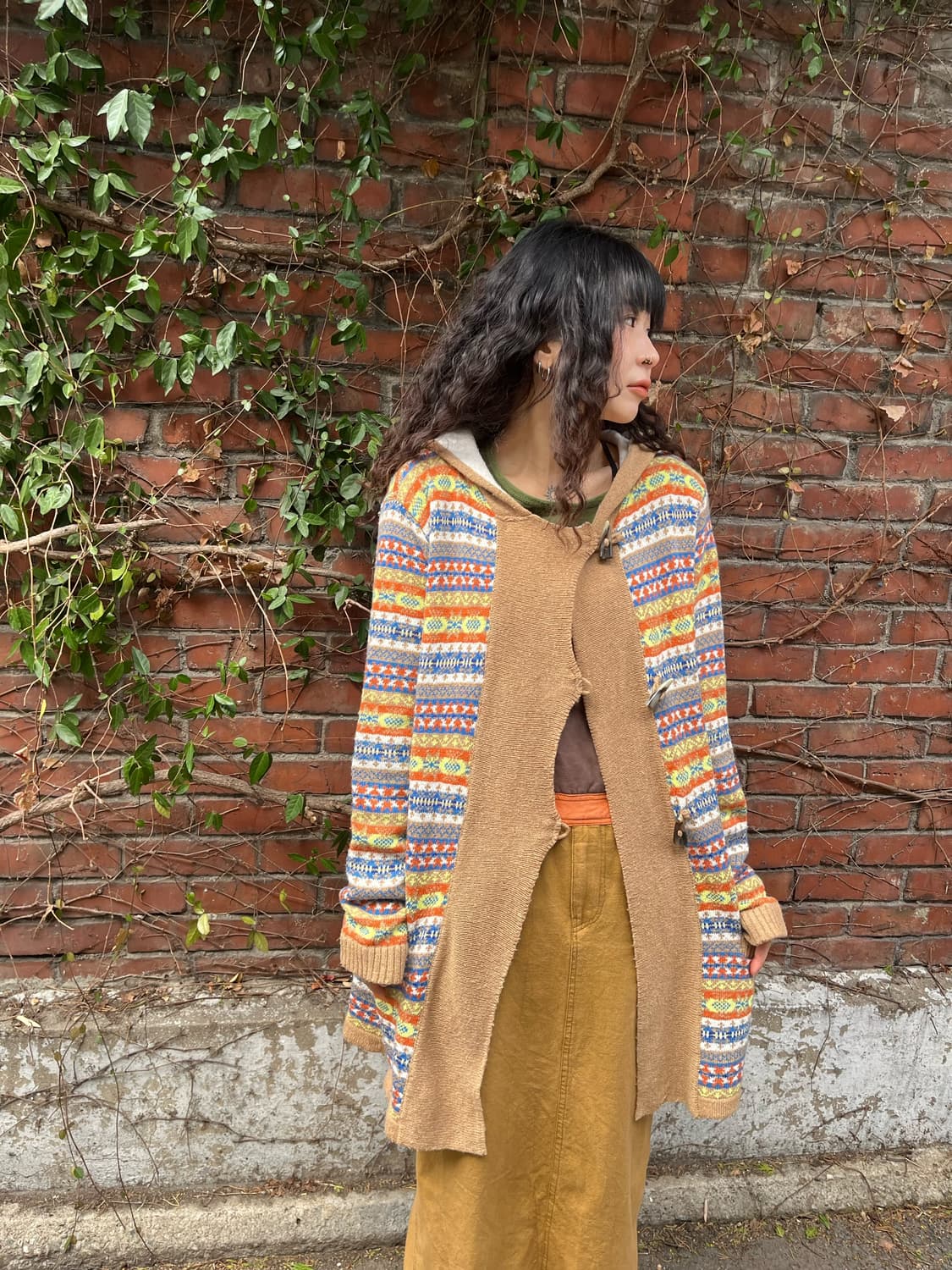 히피패턴 니트 후드 가디건 상품이미지2