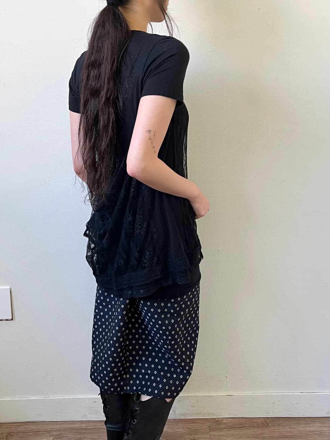 DIESEL 블랙 시스루 레이어드 탑 상품이미지5