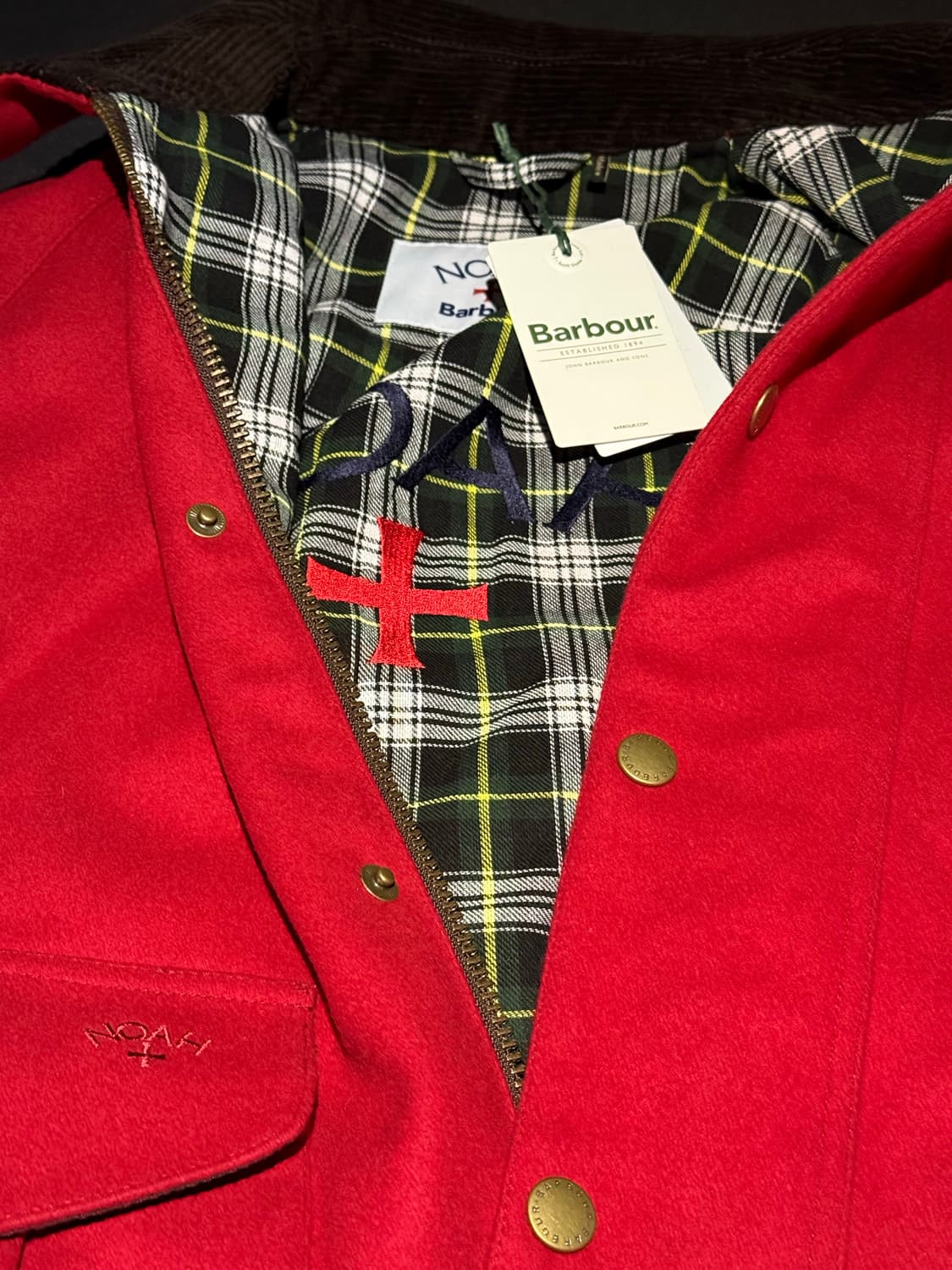 노아x바버 울 웨이딩 헌팅자켓 레드 L 상품이미지2