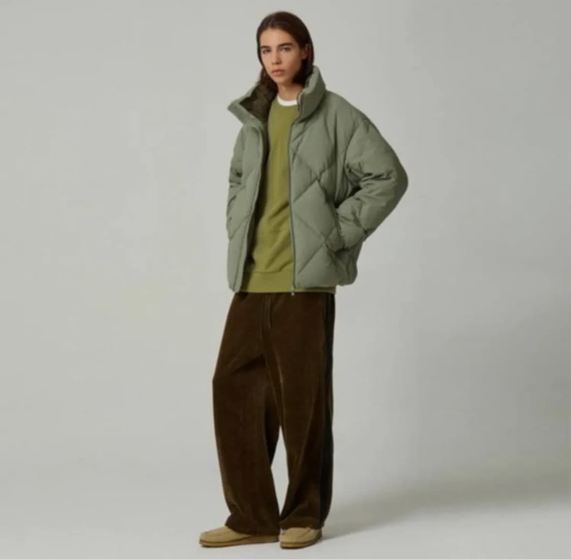 커스텀멜로우 새드스마일 패딩 다이아몬드 퀼티드 다운 점퍼 L 상품이미지1