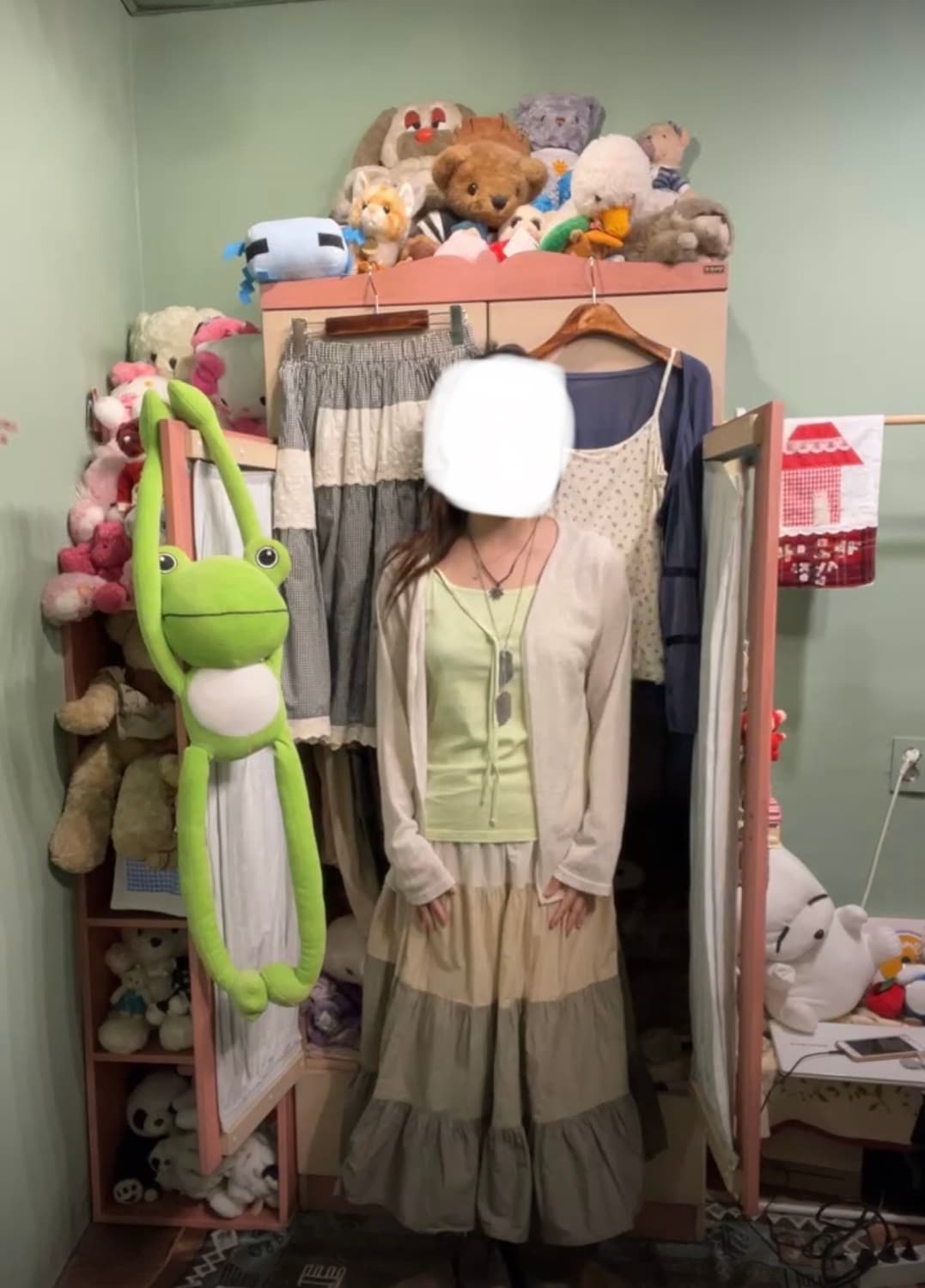 카모메산장 모리걸 빈티지 나시 그라데이션 스커트 코디 세트 상품이미지2