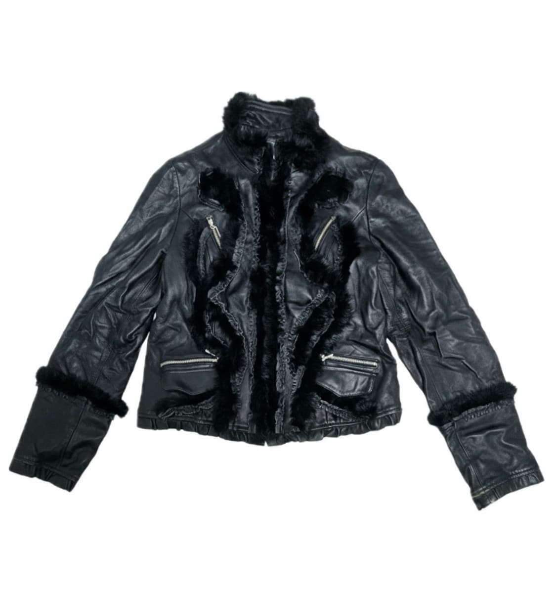 Y2k 곱창 양가죽 레더 자켓 상품이미지1