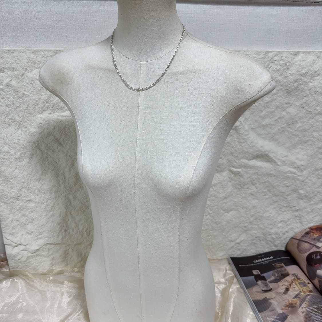 빈티지  마테 실버톤 ICNG 꽈배기 목걸이 상품이미지1