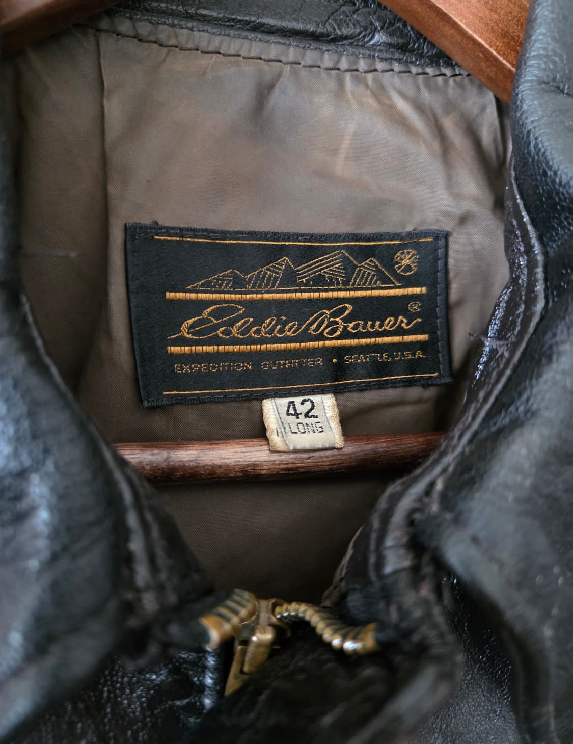 80s USA 빈티지 에디바우어 A2 레더 자켓 XL 상품이미지3