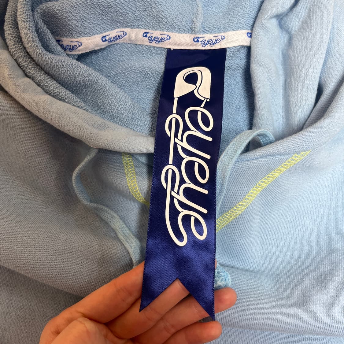 EYEEYE 백슬릿 후드 티셔츠 스카이블류 상품이미지6