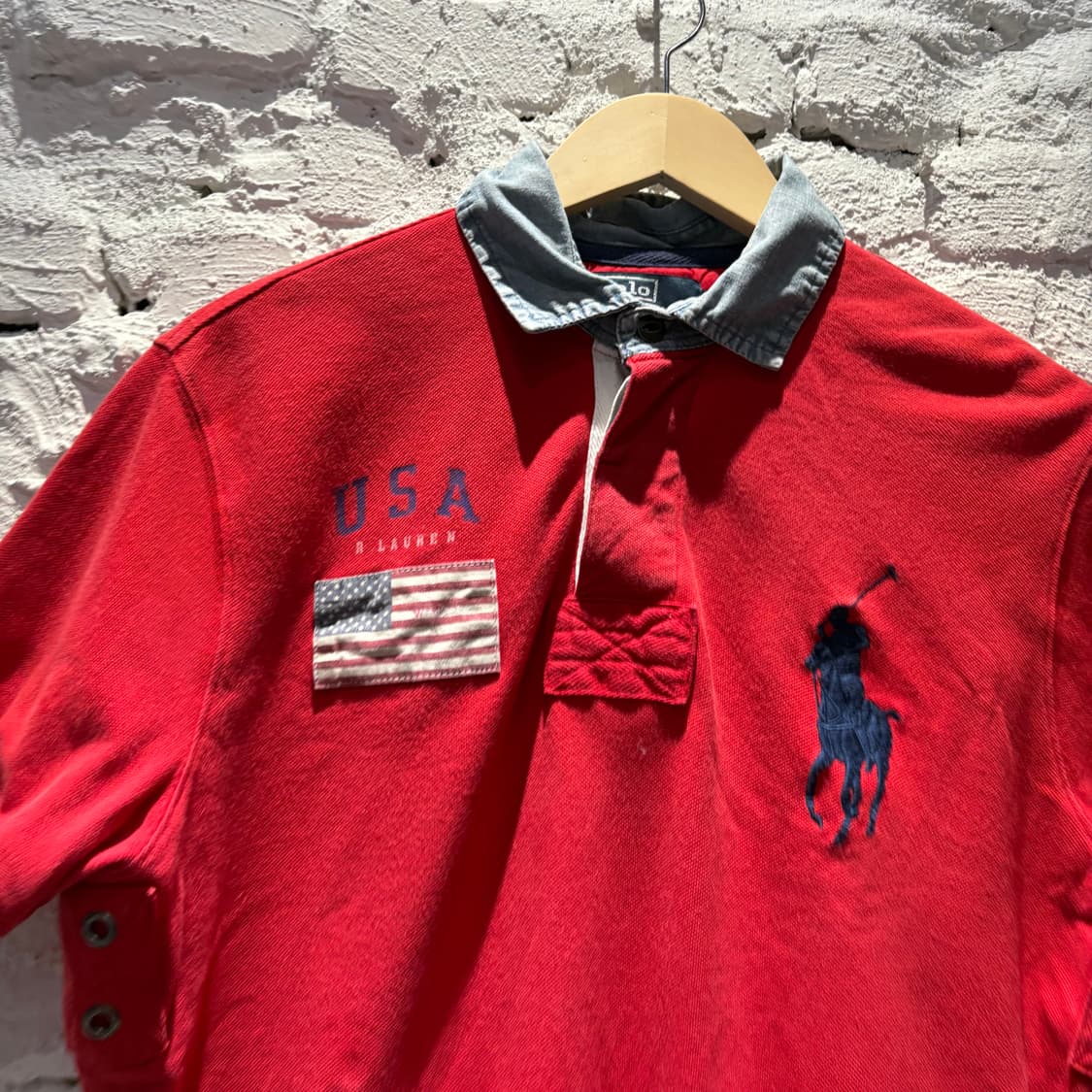 폴로 빅포니 데님카라 성조기 카라티셔츠 상품이미지4