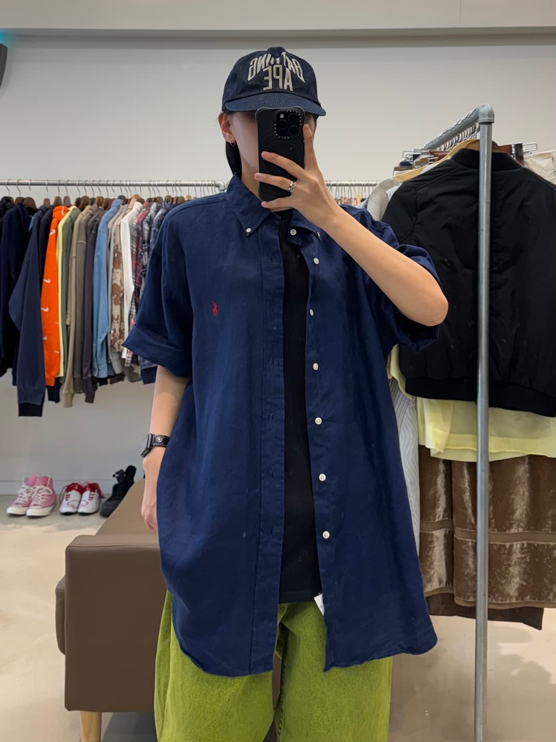 폴로 린넨 반팔 셔츠 네이비 상품이미지7