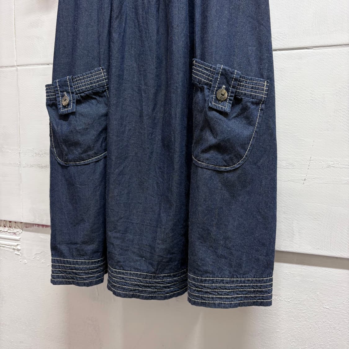 ELBONNY 데님 모리걸 페이리 포켓 반팔 원피스 JPN 상품이미지3