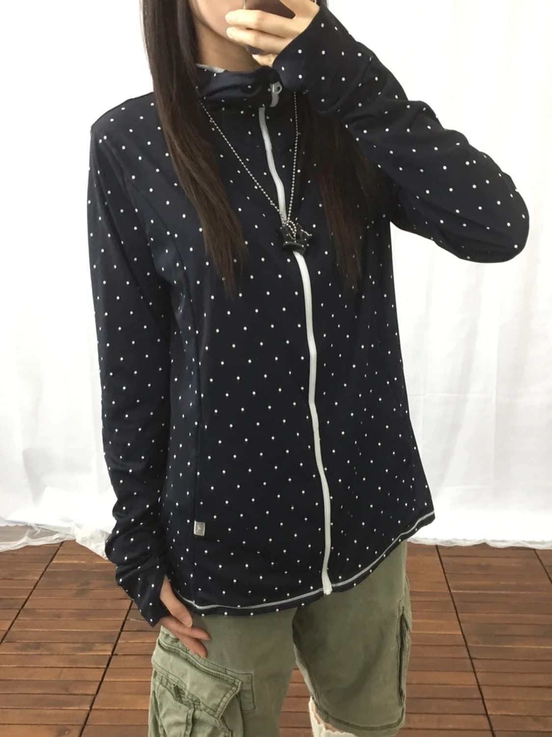 Mizuno Navy Dot UV Zip Hoodie 상품이미지3