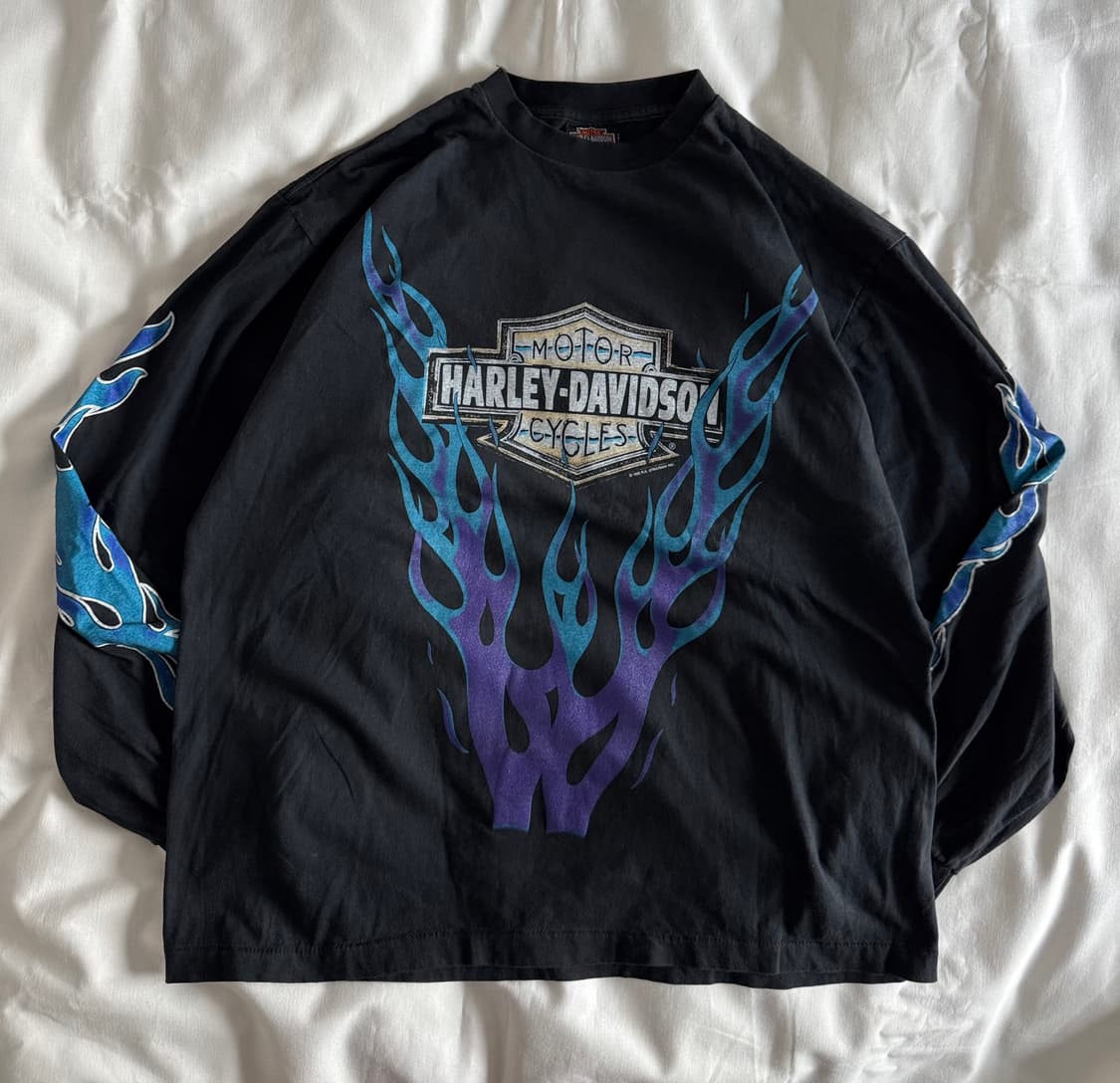 [XL] 90s-00s 빈티지 할리데이비슨 플레임 롱슬리브 티셔츠 상품이미지1