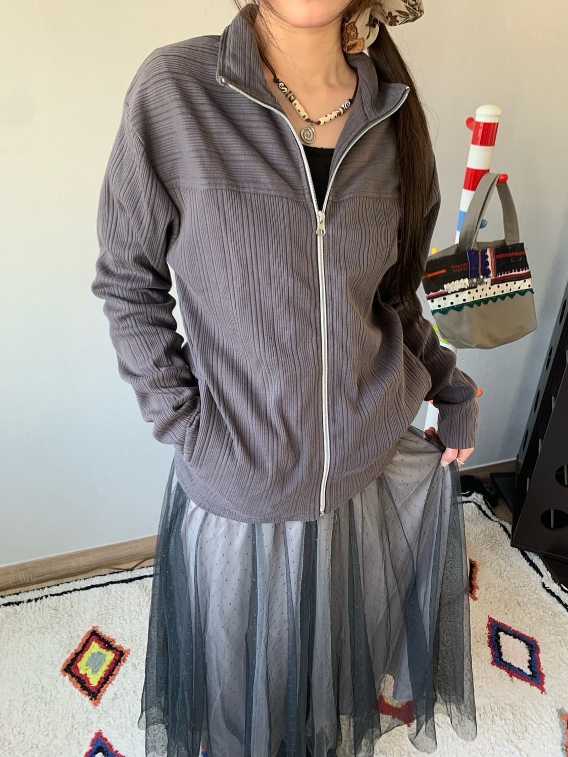 cotton pleats zip up 상품이미지2