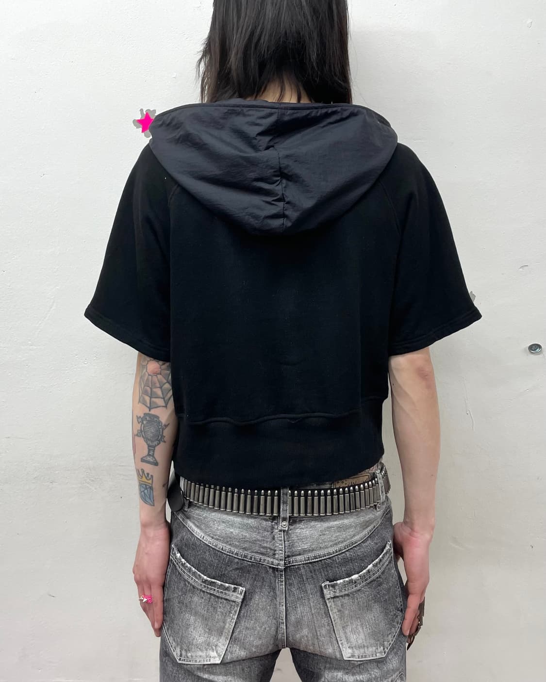 Strap Black Hooded T-Shirt 상품이미지2