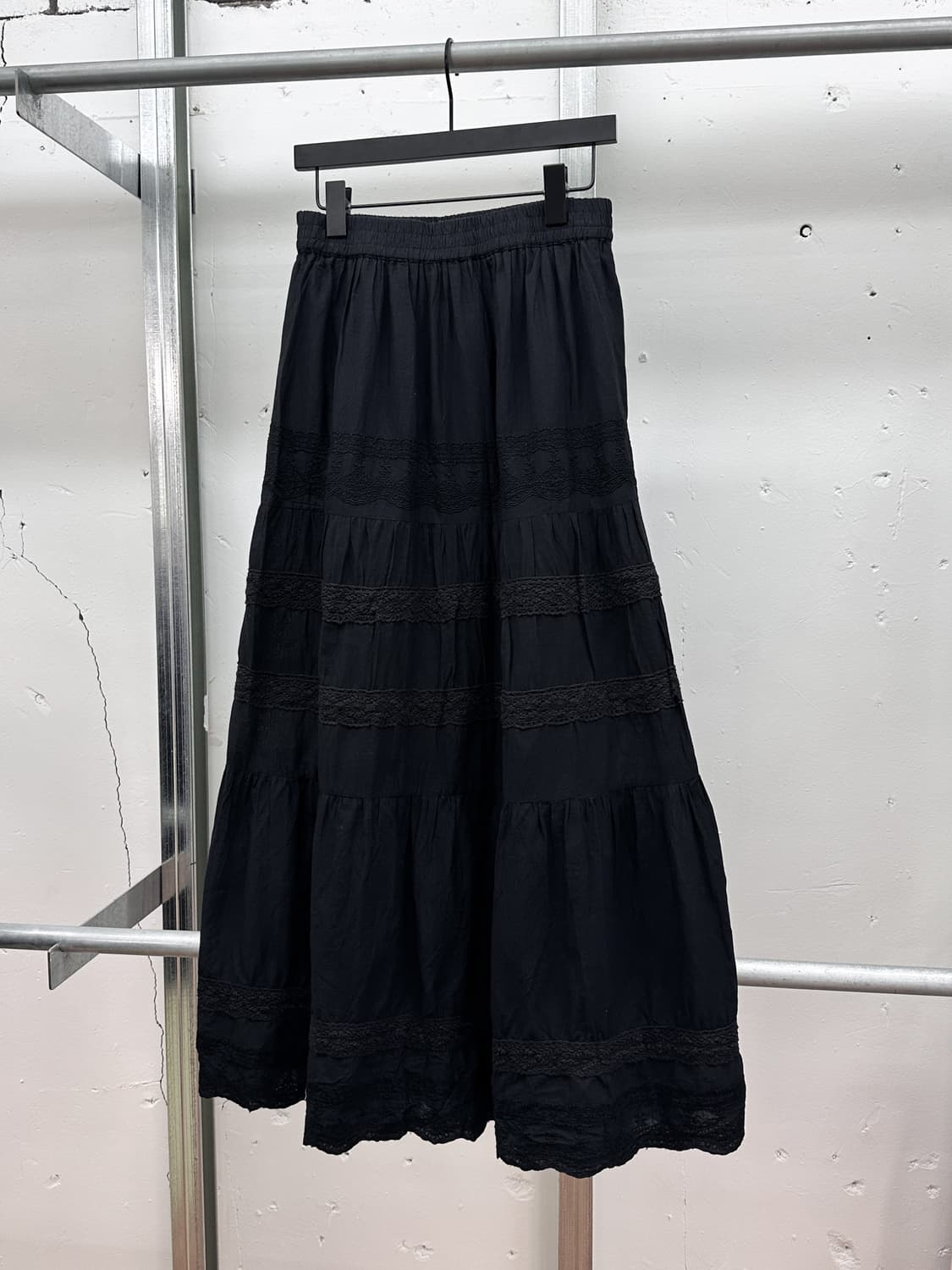washed black lace long skirt 상품이미지2