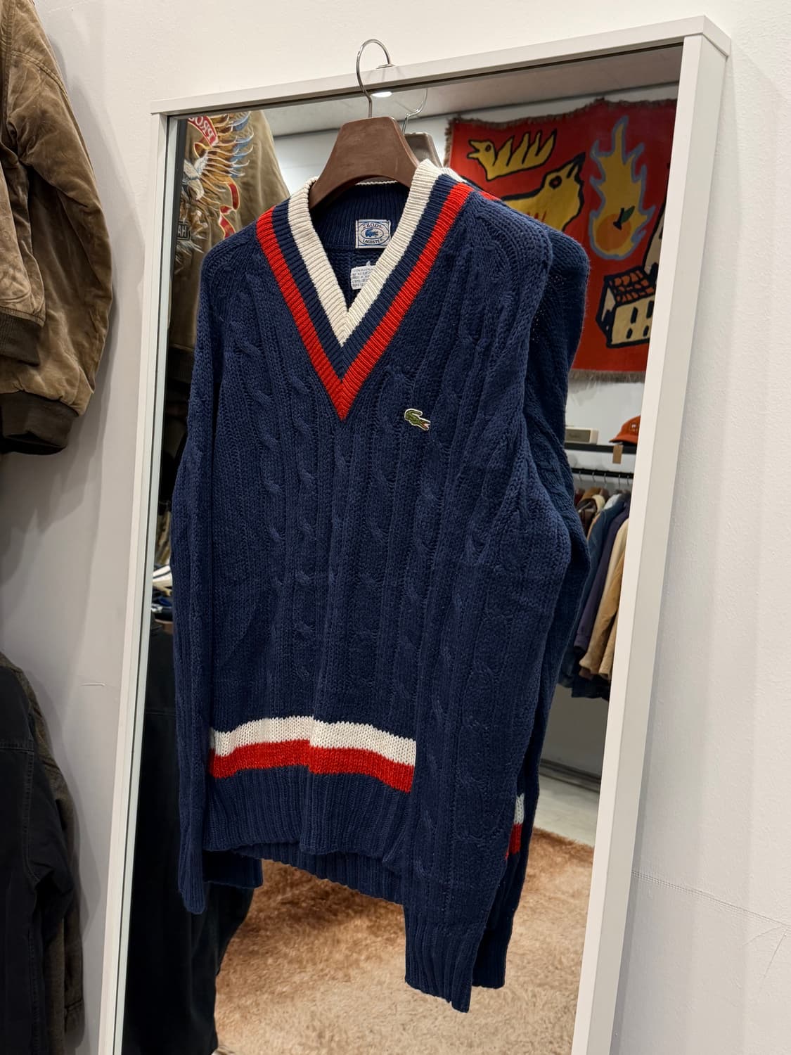 80s Lacoste 라코스테 크리켓 테니스 케이블 스웨터 상품이미지1
