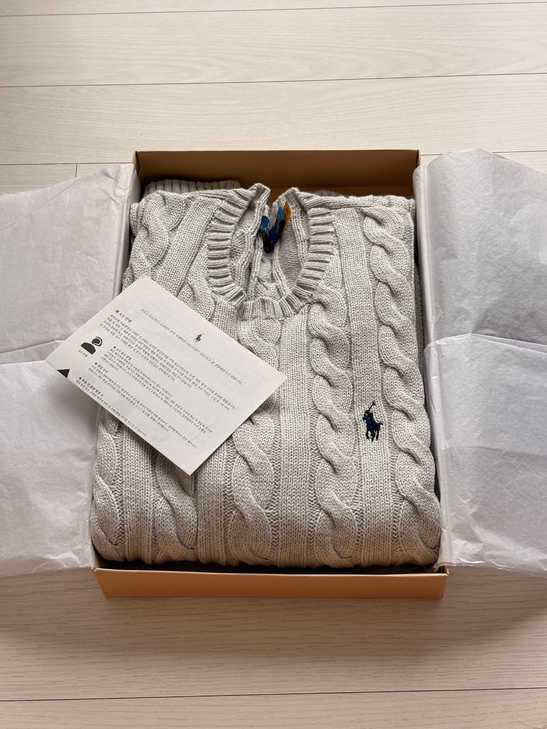 폴로 랄프로렌 꽈베기 니트 연그레이 M 상품이미지1