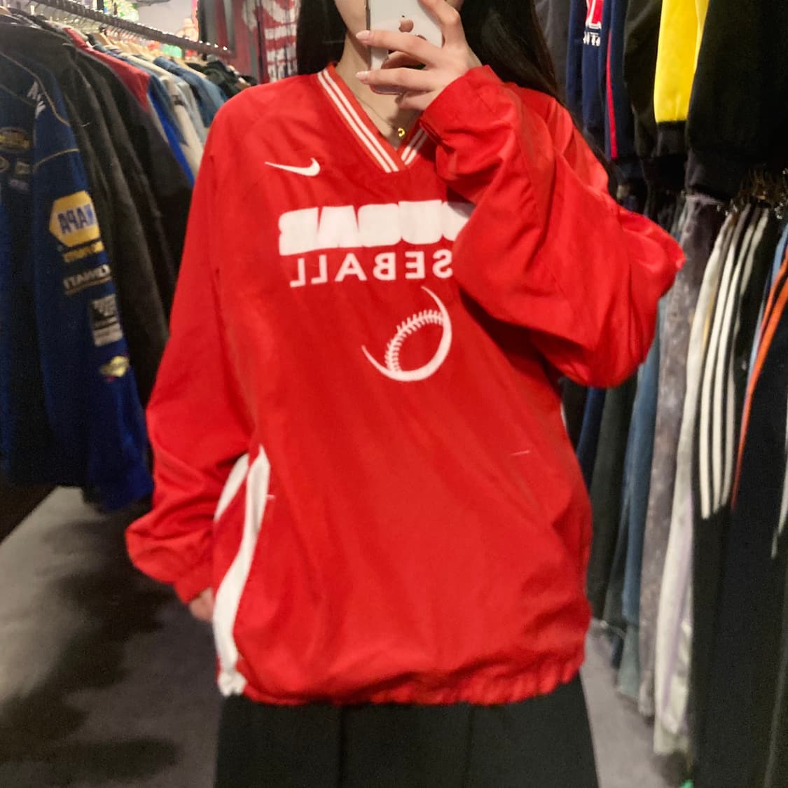 [IM] 나이키 베이스볼 레드 풀오버 웜업 상품이미지1