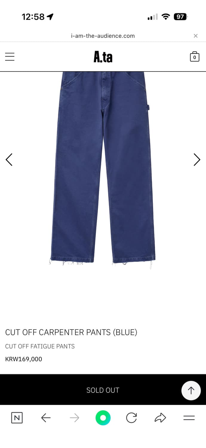 교환) a.ta CUT OFF CARPENTER PANTS (BLUE) 상품이미지1