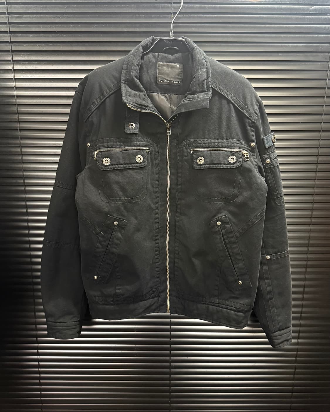 퍼플하트 블랙 하이넥 비죠 워크 자켓 M 95 밀리터리 집업 워시드 코튼 상품이미지3