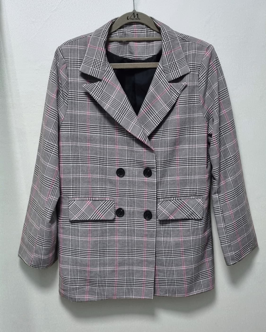 샐리 더블버튼 체크 자켓 상품이미지3