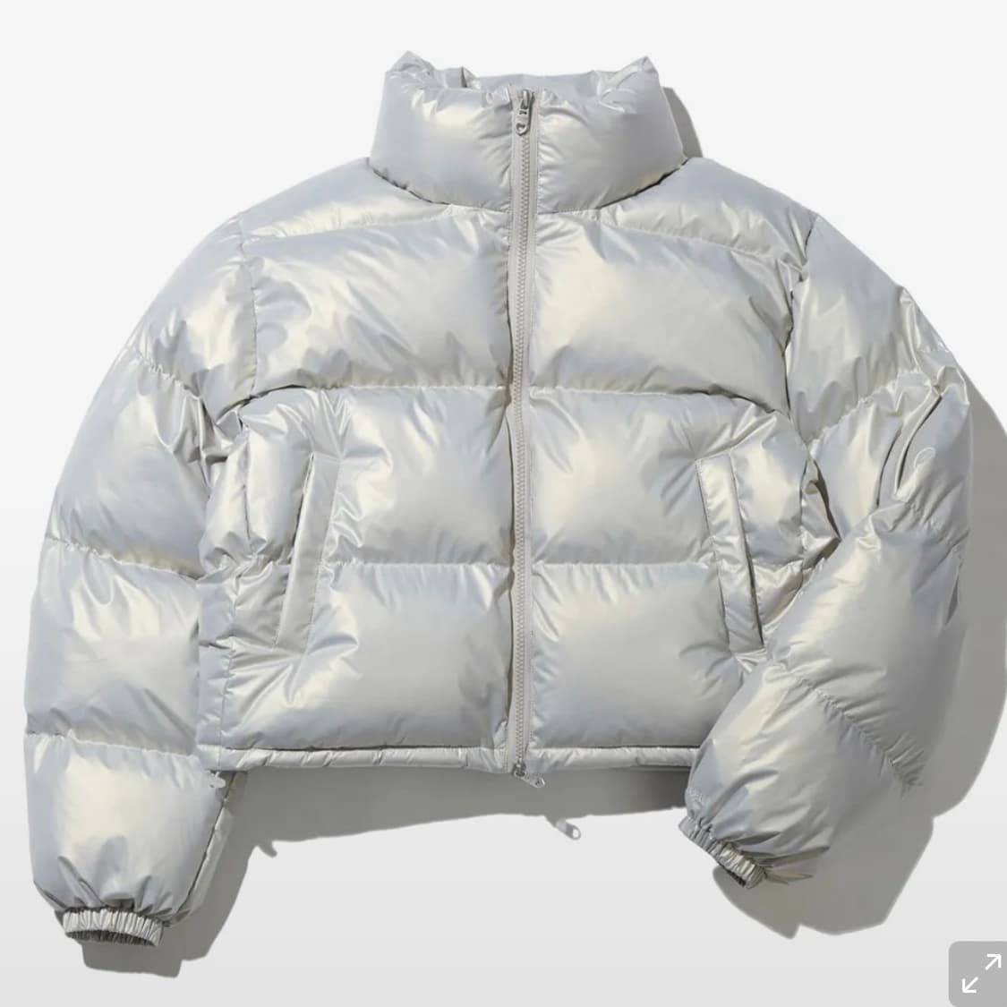 비터셀즈 글로시 크롭 푸퍼 패딩 자켓 실버 상품이미지1
