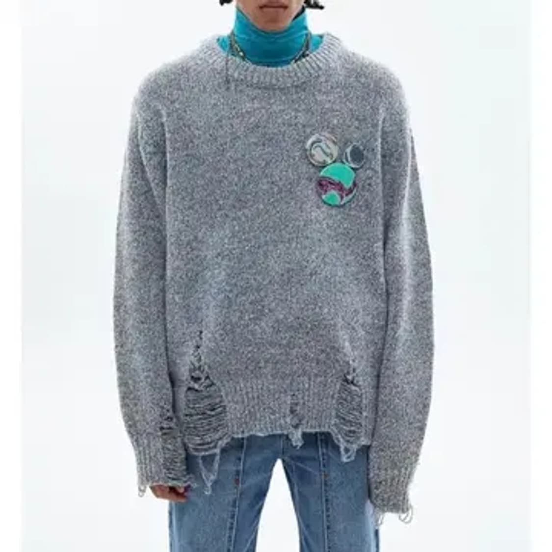 앤더슨벨 데미지 크루넥 니트 퍼플(M) 상품이미지2