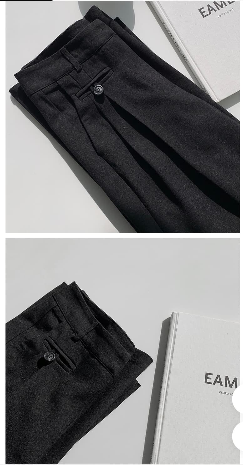 데일리쥬 made 텔츠 핀턱 와이드 슬랙스 검정 상품이미지5