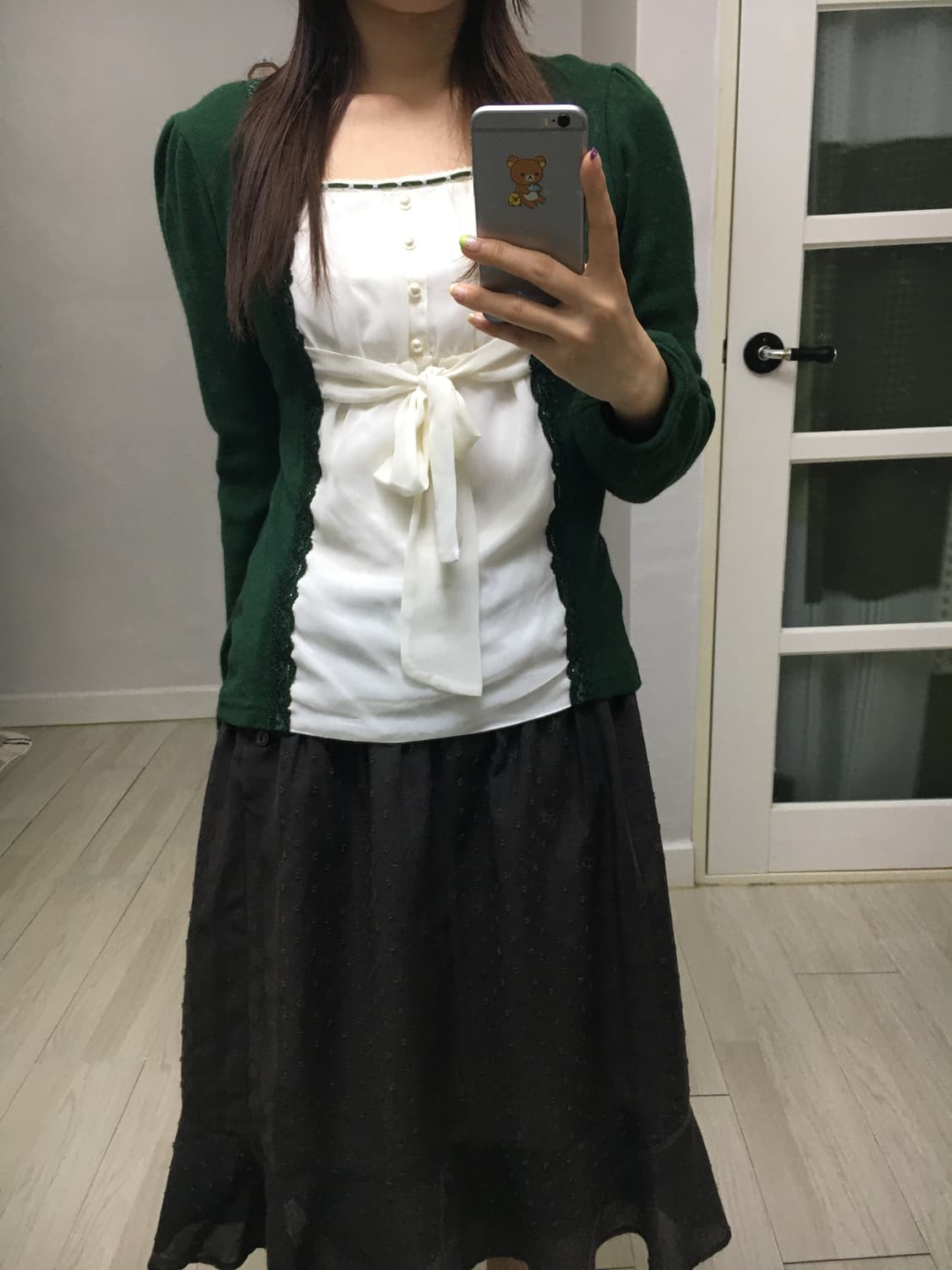 그린 레이어드 니트 블라우스 상품이미지2