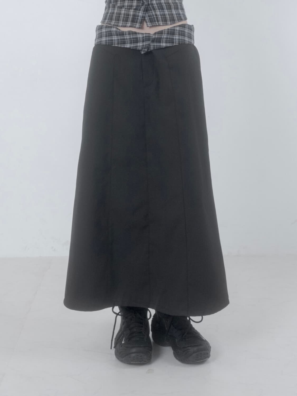 Wsc archive Folded check maxi skirt 스커트 상품이미지5