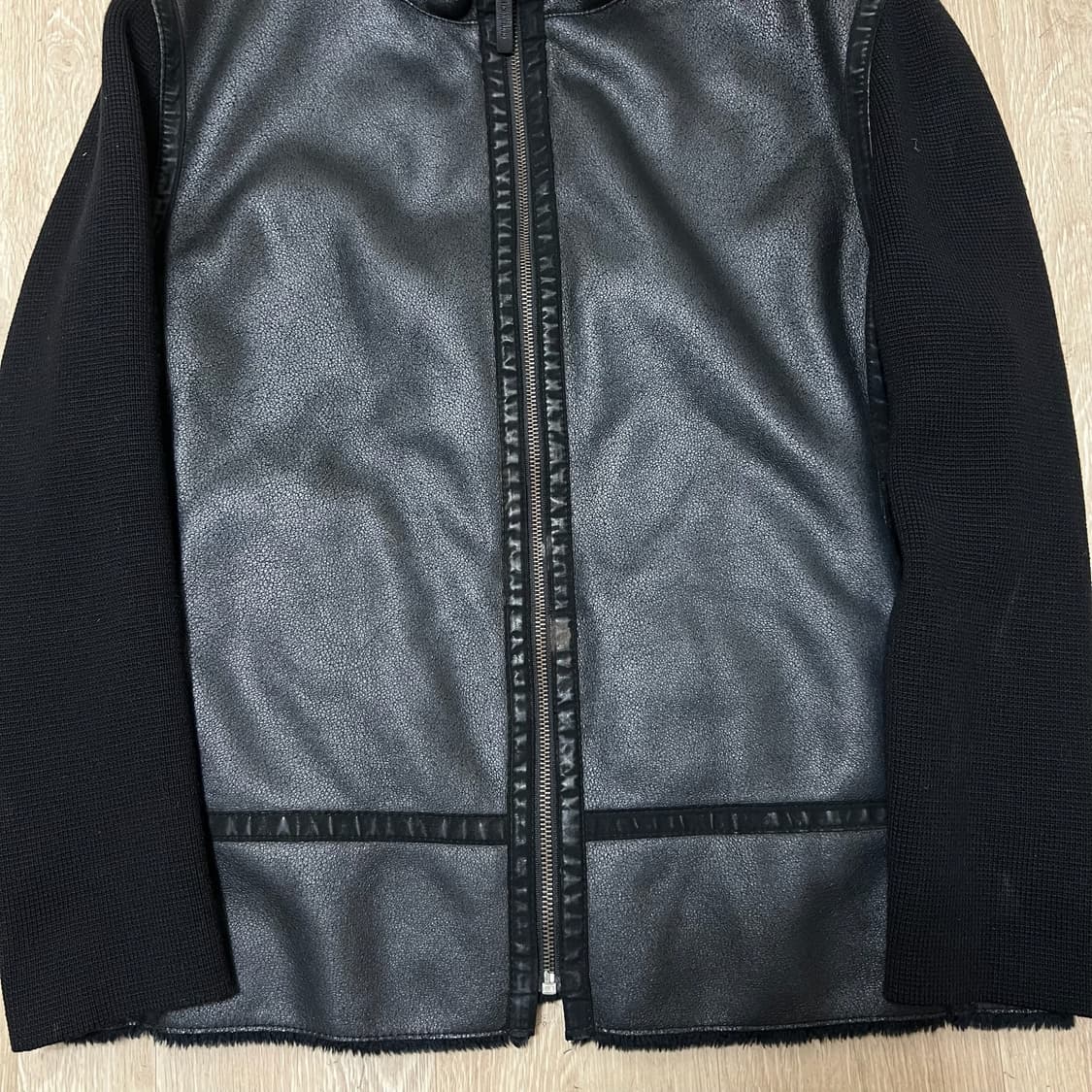 옴브루노 남성 천연 양가죽 니트 가죽자켓 L/100  상품이미지3