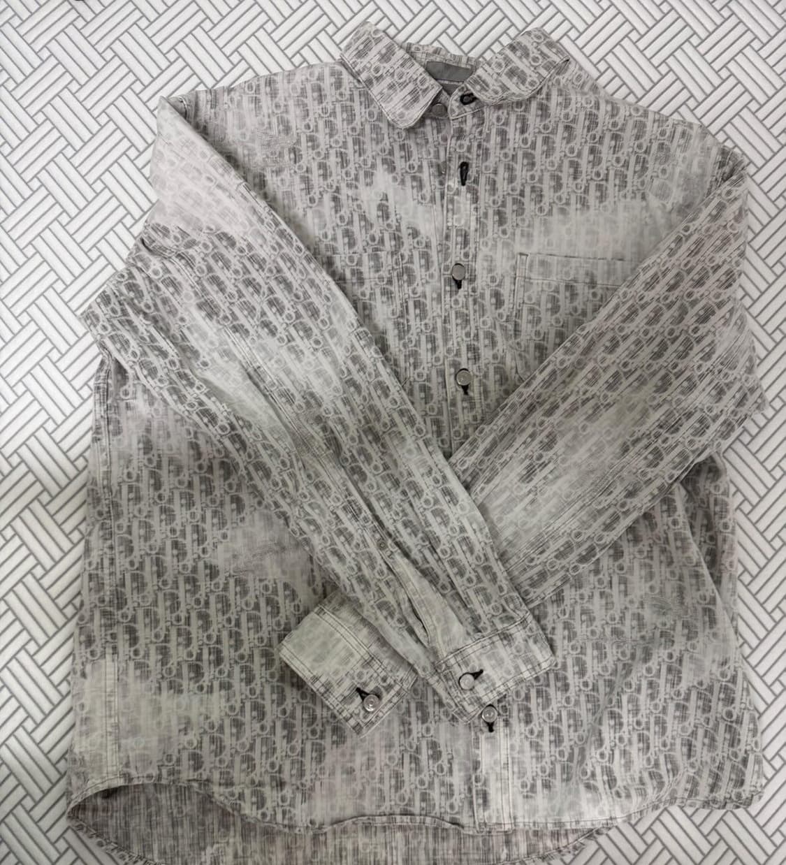 [정품] 디올 오블리크 빈티지 자수 데님 셔츠 상품이미지1