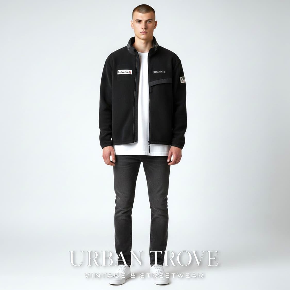 데상트 스위스 스키팀 플리스 집업 헬베티아 아우디 패치 XL 상품이미지2