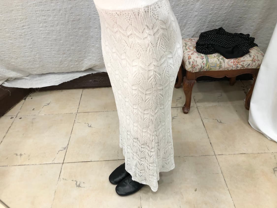 White crochet knit skirt 상품이미지5