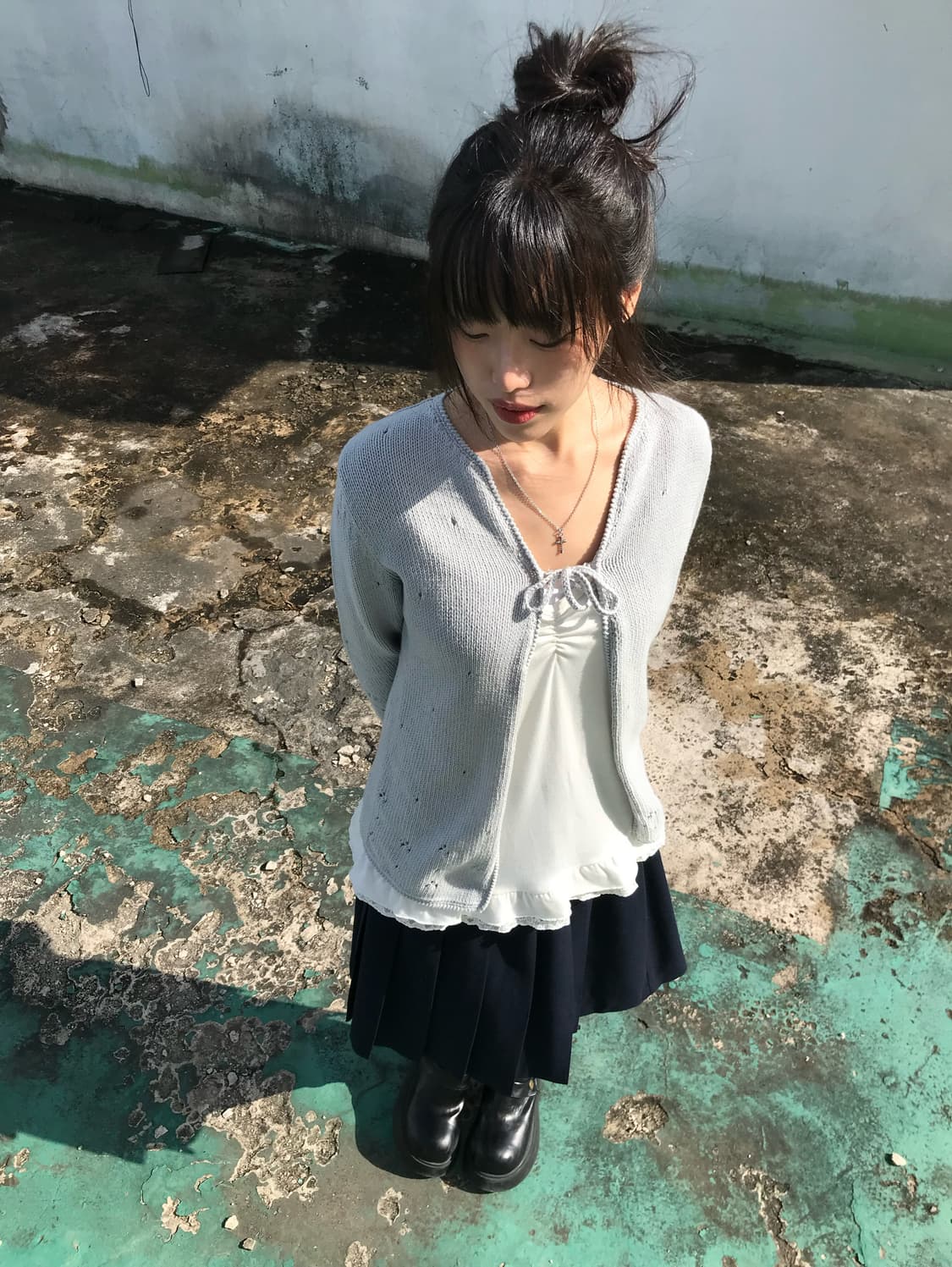 소프트블루 니트 가디건 상품이미지2