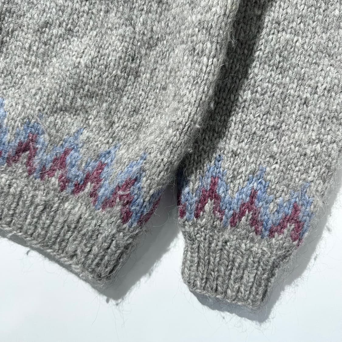 DavidGrains 90’s 코위찬 노르딕패턴 라운드넥 핸드니트 가디건 상품이미지5