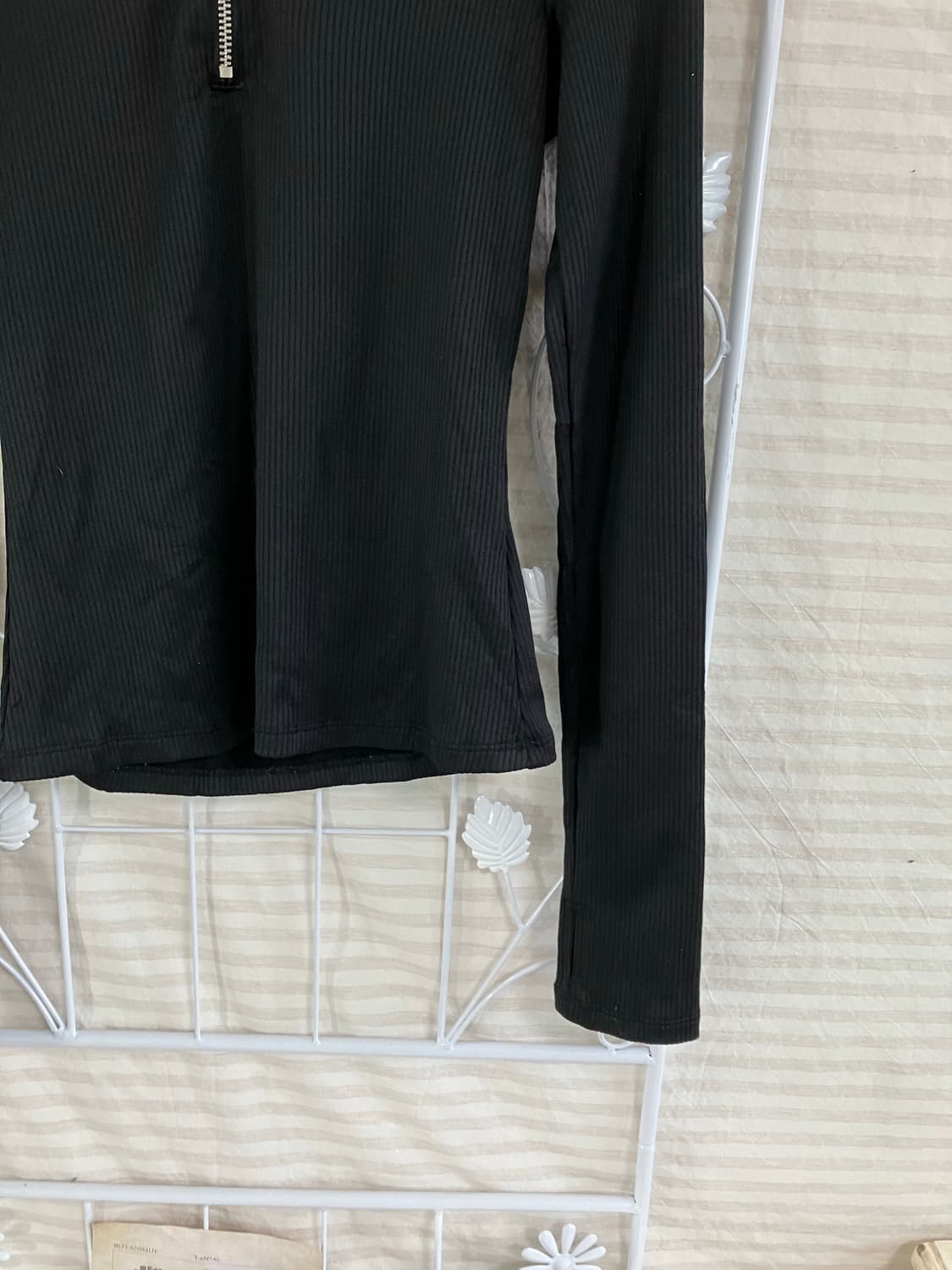 빈티지 블랙 반집업 스트라이프 긴팔 934 y2k 스트릿 갸루 펑키 일본 상품이미지4